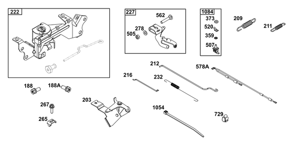 Controls Group Diagram and Parts List for 305777-0161-B5 200000 - 399999 Briggs and Stratton Engine